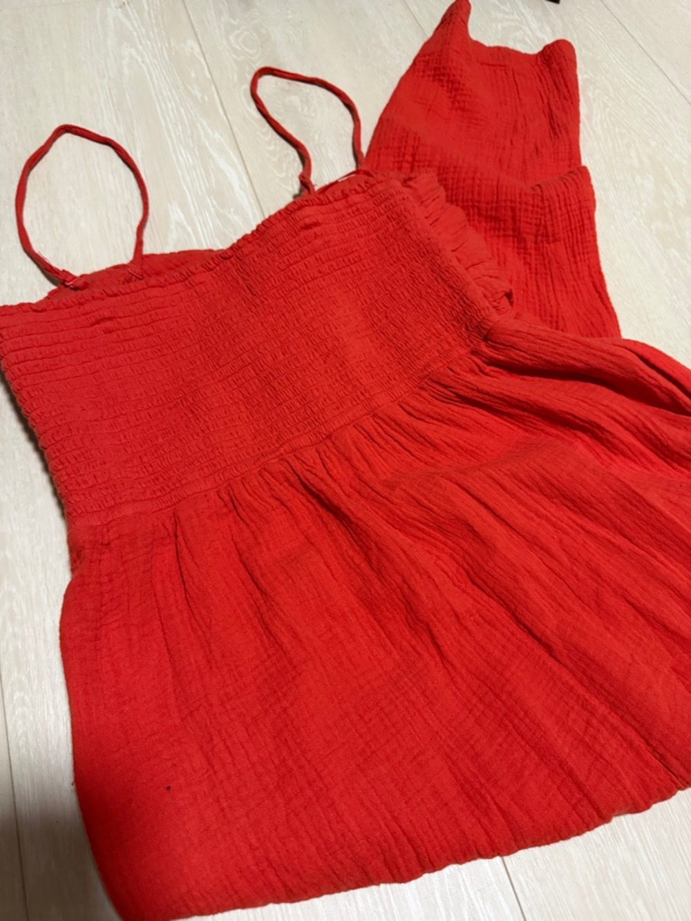 Anthropologie Coral-Red Textured Sleeveless Ruched Backing Jumpsuit - Picture 8 of 10